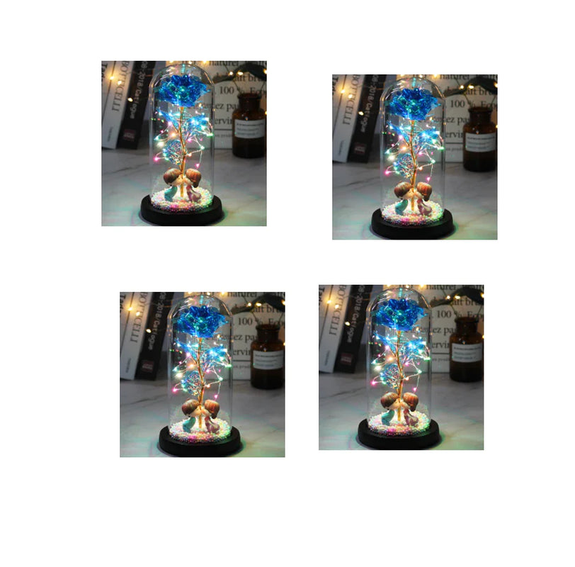 Led Light Glass Cover Rose Flower Micro Landscape