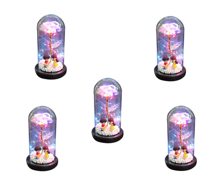 Led Light Glass Cover Rose Flower Micro Landscape