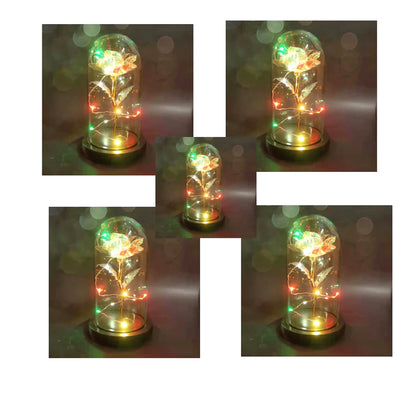 Led Light Glass Cover Rose Flower Micro Landscape